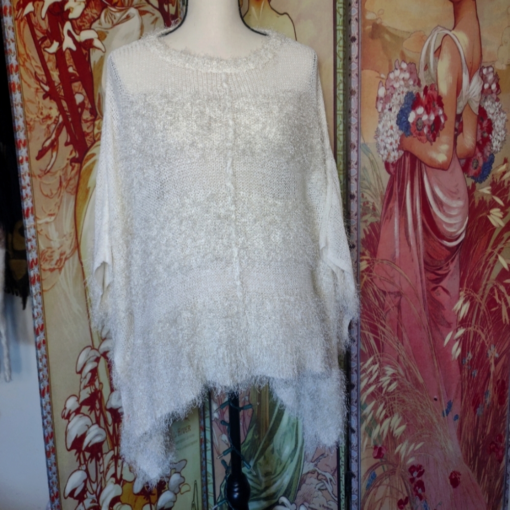 Fuzzy White Poncho